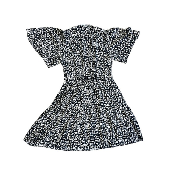 Rebecca Taylor Black Floral Mini Dress V Neck 100% Silk Lined Size 2 Yellow Pink - Picture 10 of 10